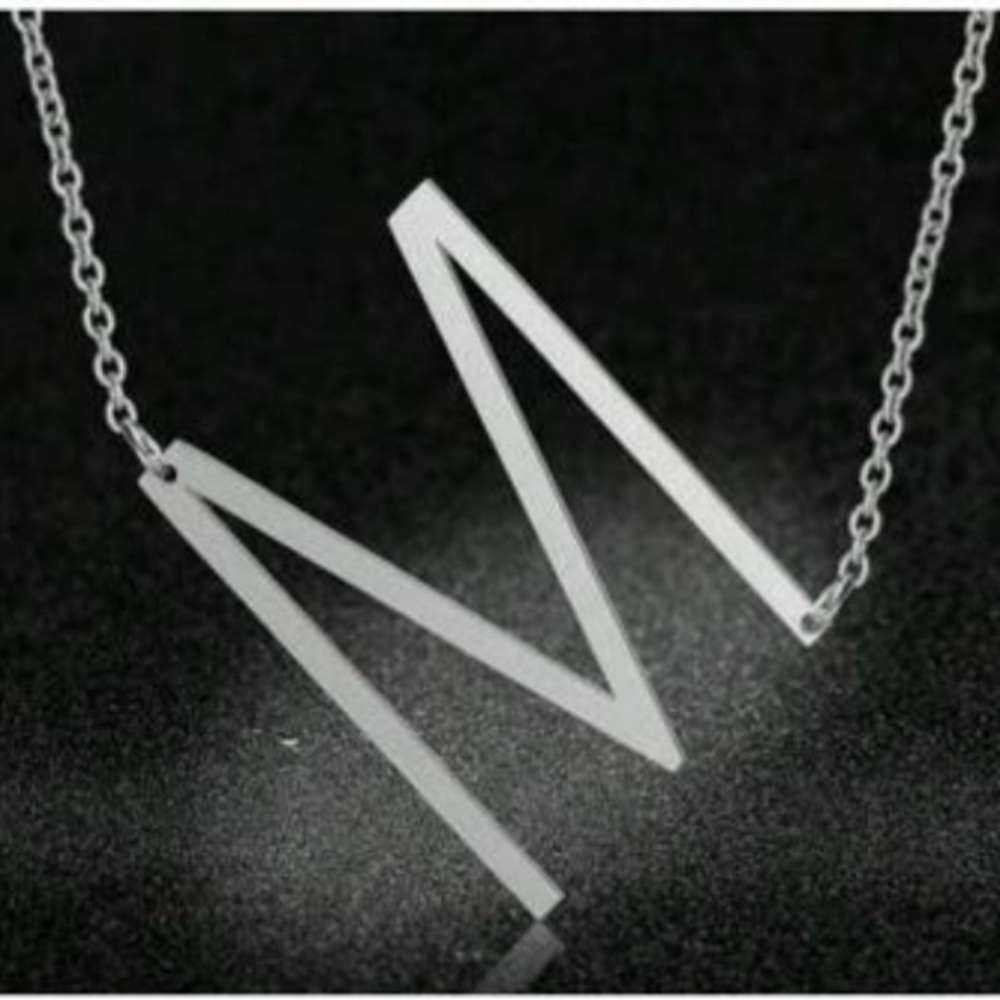 Fashion Trend Simple Elegant Lady Style Silver Large Letter Pendant Necklace